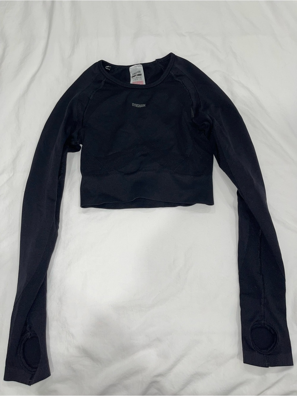 Gymshark Black Long-Sleeve Cropped Performance Top